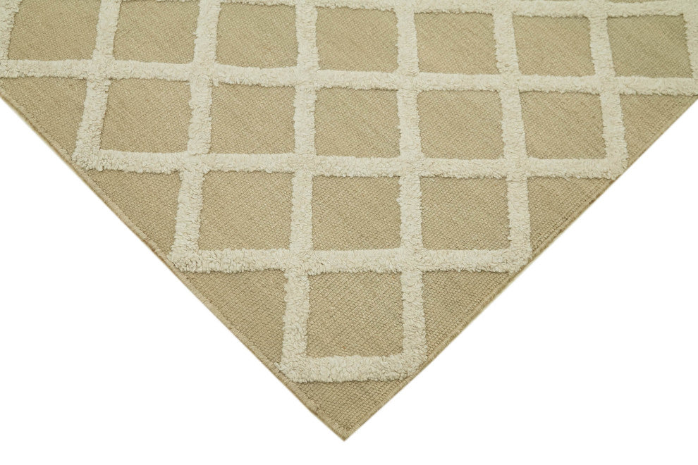 Rug N Carpet - Hand-knotted Modern Design 9' 0'' x 12' 0'' Wool Unique Kilim Rug