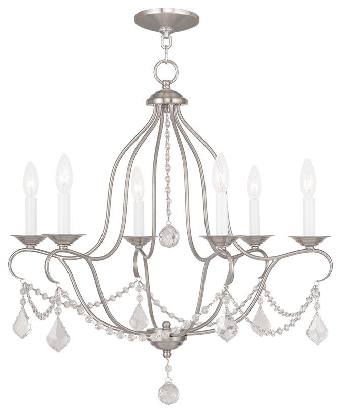 Livex 6426-91 6-Light Brushed Nickel Chandelier, Brushed Nickel