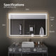 ANZZI 36" x 60" Frameless LED Front/Back Light Bathroom Mirror WithDefogger