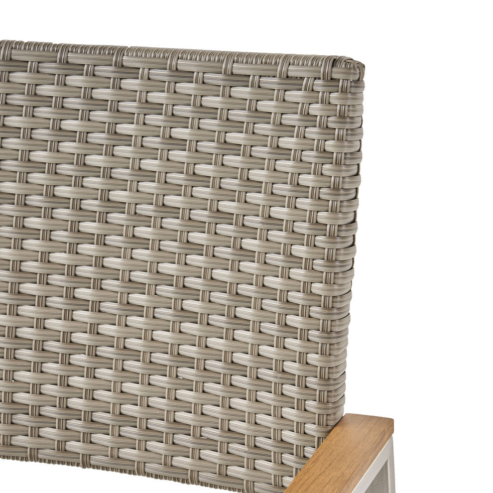 GDF Studio Tabby Outdoor Al 7Pcs Dining Set With Chairs, Silver/Gray Wicker