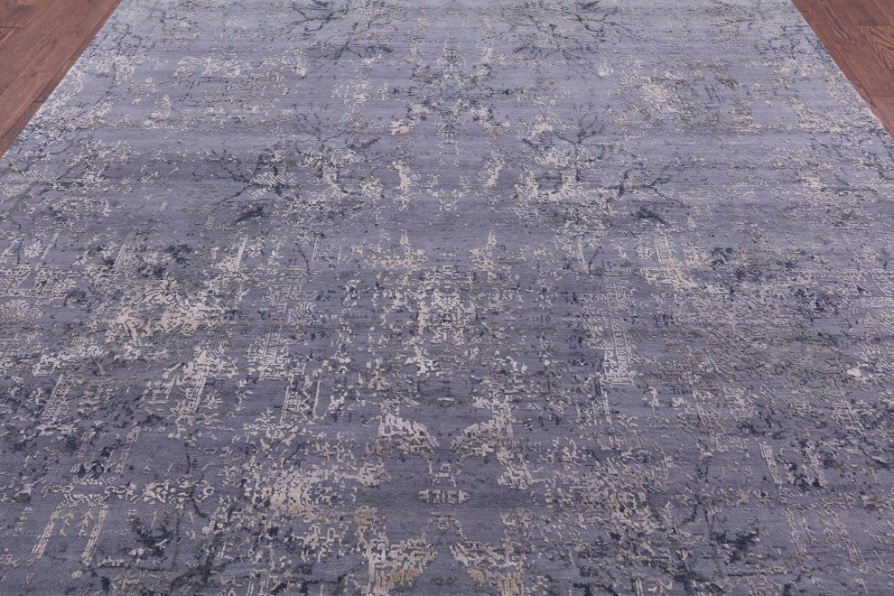 Wool and Silk Modern Hand-Knotted Rug 8' 11" X 12' 2" Q8649
