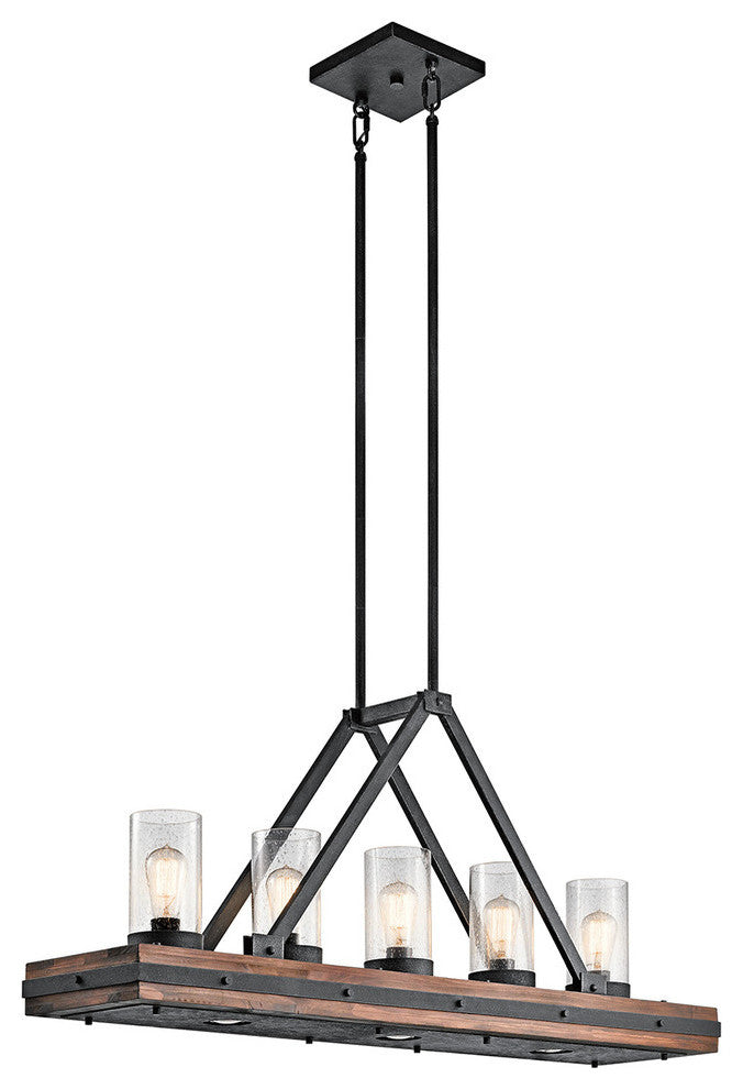 Linear Chandelier 5-Light, Auburn Stained