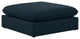 Mackenzie Linen Textured Fabric Upholstered Ottoman, Navy