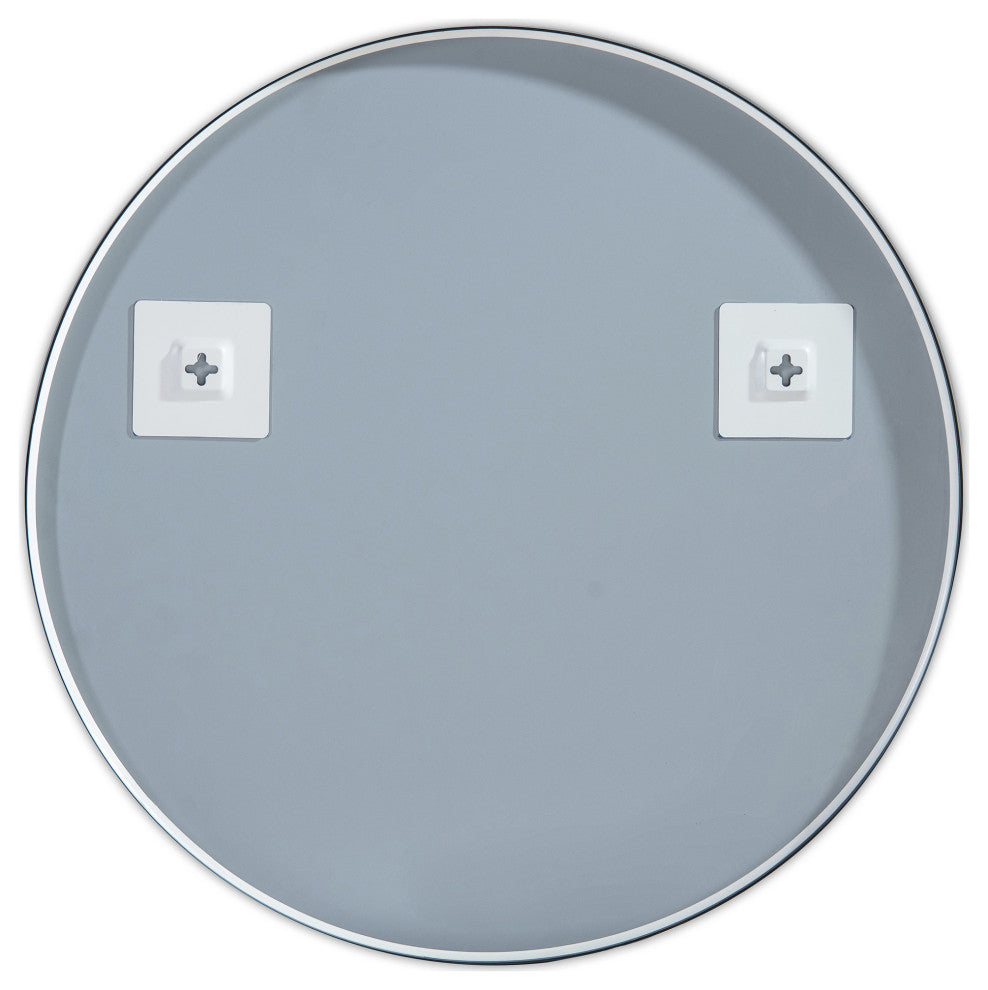 Round Metal Frame Shatterproof Wall Mount Mirror, FM3, Matte Black, 32"