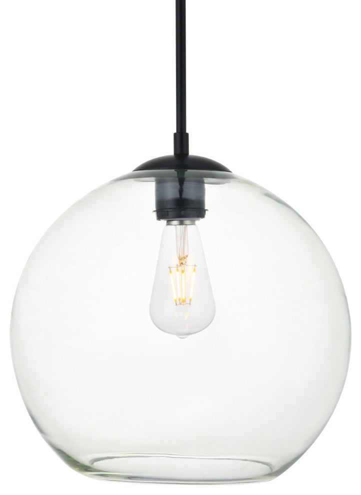 Elegant Lighting LD2224 Baxter 12"W Pendant - Black / Clear