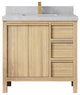 Elizabeth Oak 36" Center Sink Vanity, White 2" Pearl Gray