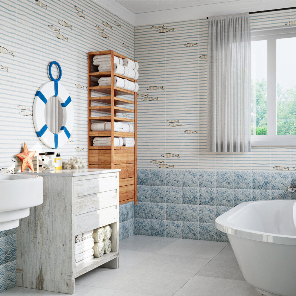 Berta Onda Decor Ceramic Wall Tile, Stripe