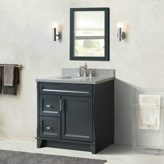 37" Single Sink Vanity, Dark Gray Finish With Gray Granite