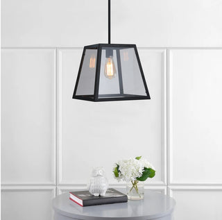 1-Light Glass Shade Modern Linear Hanging Pendant Lighting Chandelier, Black