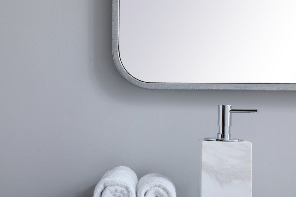 Ellis Soft Corner Metal Rectangular Mirror, Silver, 30" x 36"