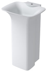 20" Polystone Free-Standing Bathroom Sink, Matte White, No Faucet