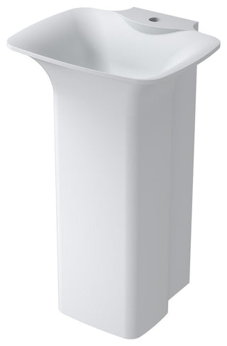 20" Polystone Free-Standing Bathroom Sink, Matte White, No Faucet