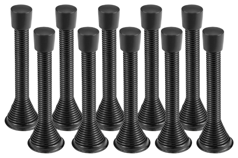 Matte Black Baseboard Spring Door Stop, 10-Pack