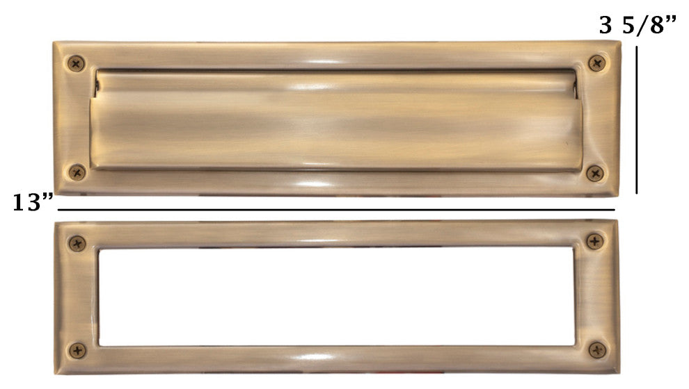 Mail Slot 3-5/8"x13", Antique Brass
