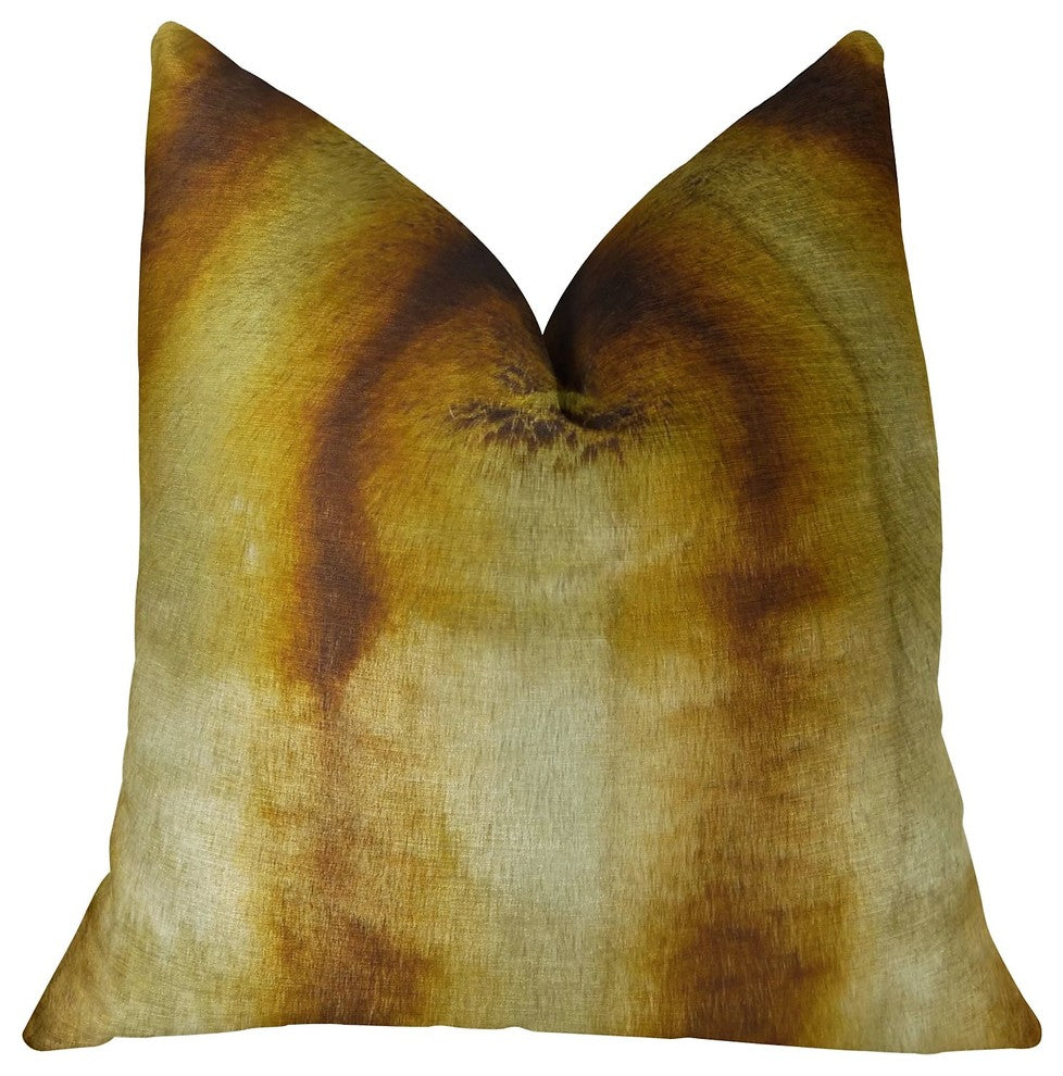 Gleaming Chinchilla Gold Beige Brown Handmade Luxury Pillow, 20"x26" Standard
