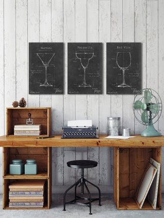Barware Blueprint XI Triptych, 48"x24"