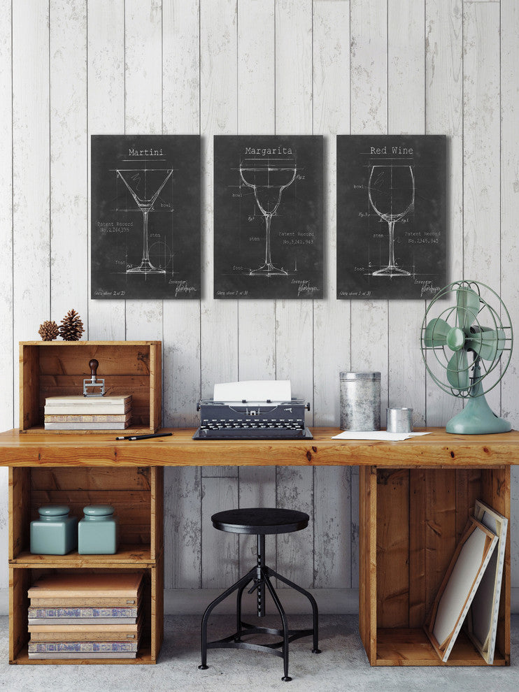Barware Blueprint XI Triptych, 48"x24"