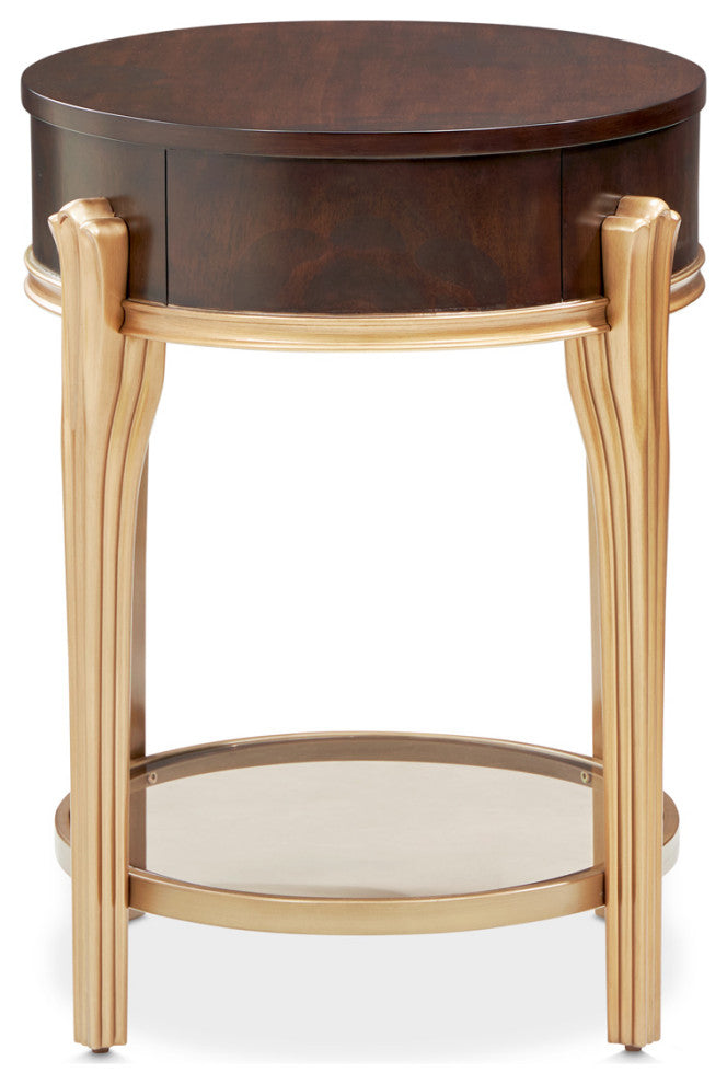 Camellia Field End Table With Drawer, Warm Pecan