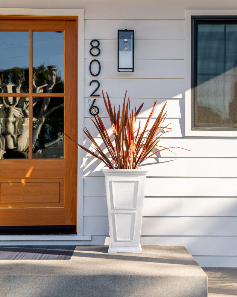 Veradek Brixton Tall Planter, White, 26 Inch, 2 Pack