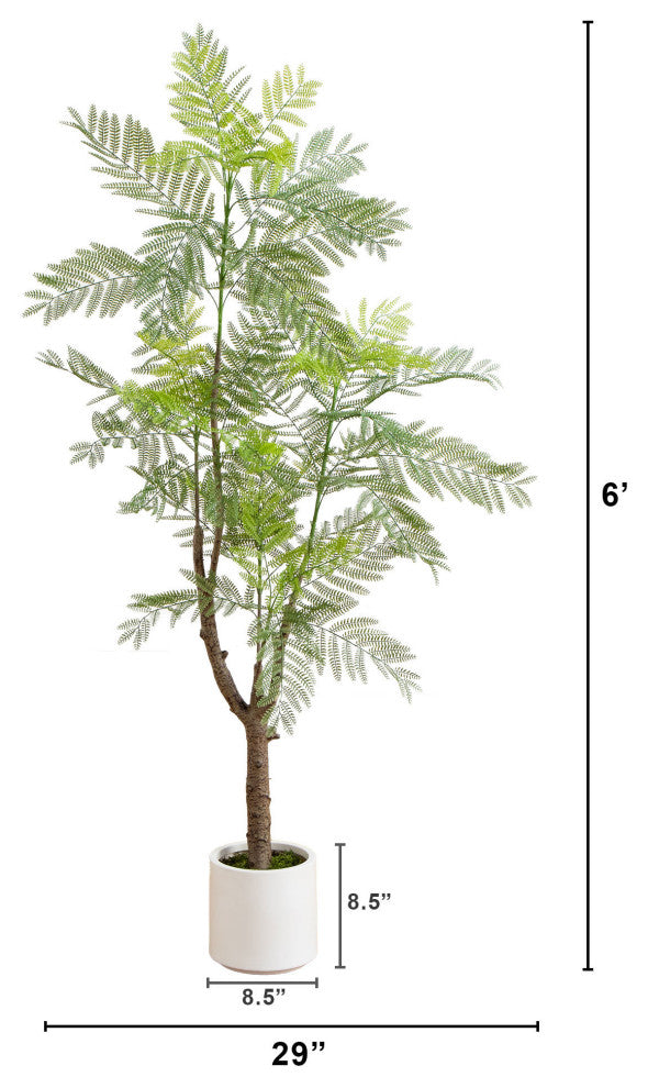 6ft. Artificial Minimalist Jacaranda Tree, White Decorative Planter