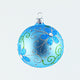 Powder Blue Ball Ornament With Blue Daisies, Large