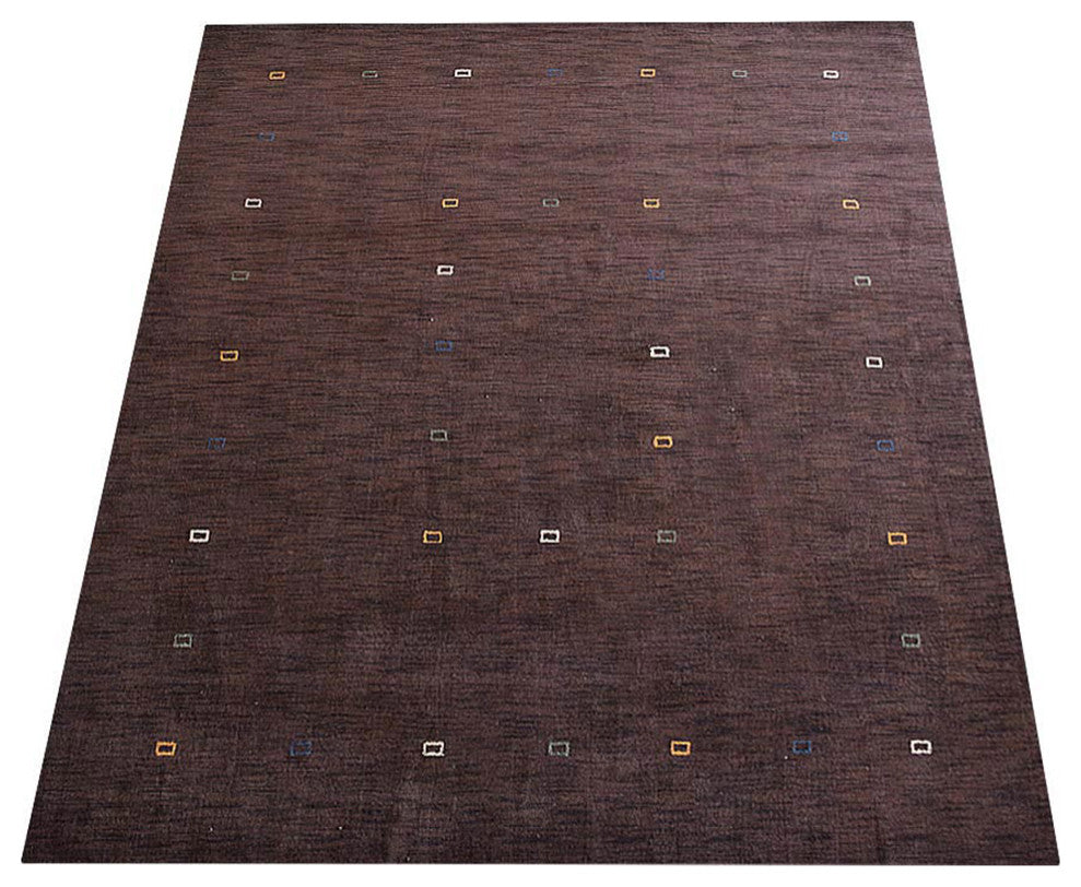 HAND KNOTTED LOOM WOOL ECO-FRIENDLY AREA RUGS - Rectangle, Brown, Contemporary
