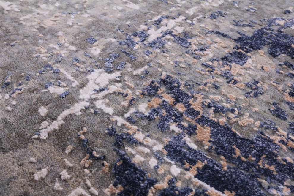 Modern Hand Knotted Wool and Silk Rug 8' 10" X 12' 0" Q7118