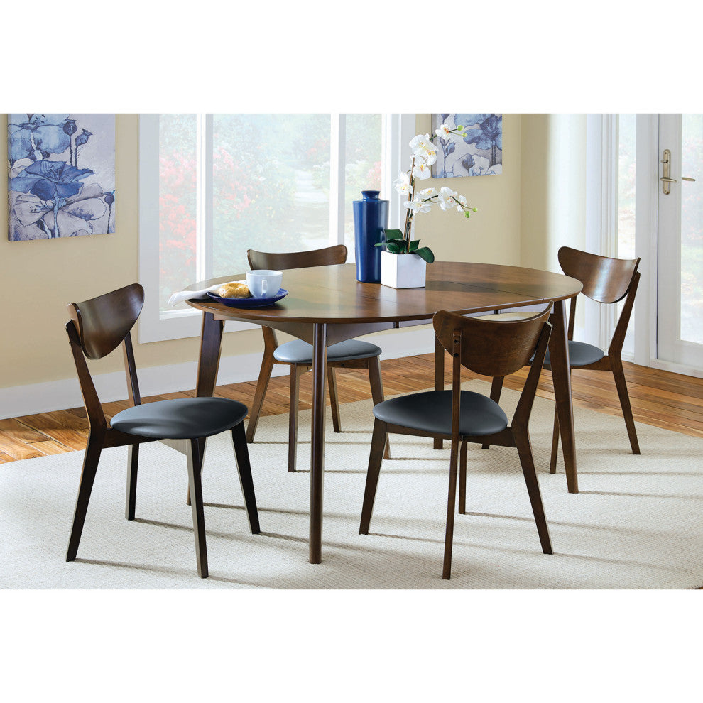 Set of 2 Dining Chairs, Walnut and Black