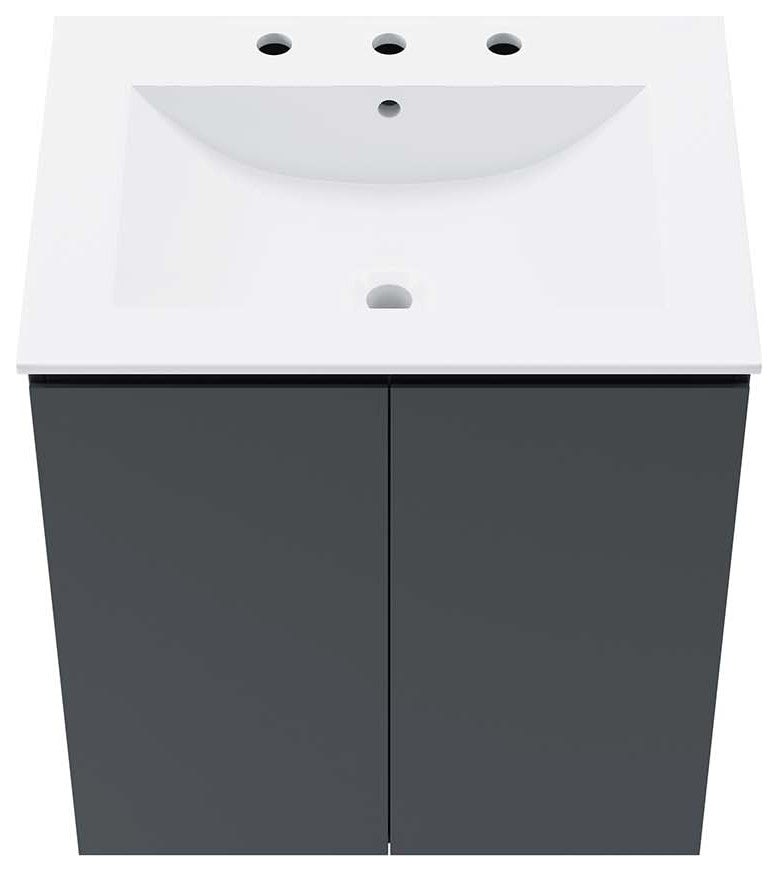 Bryn 24" Wall-Mount Bathroom Vanity, Gray White