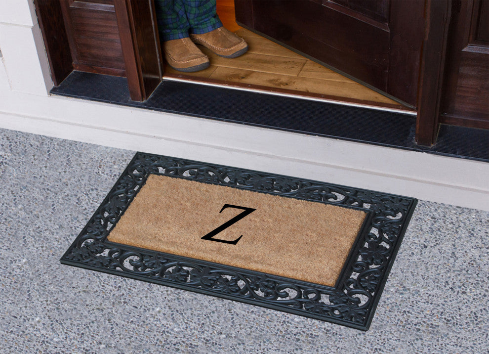 A1HC Rubber and Coir Dirt Trapper Heavy Weight Large Monogrammed Doormat 23"x38"