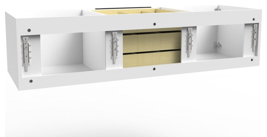 CastelloUSA Alpine 60" Wall Mounted Vanity, Base Only, White, Black Handles