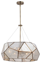 Euclid Five Light Pendant, Aged Brass