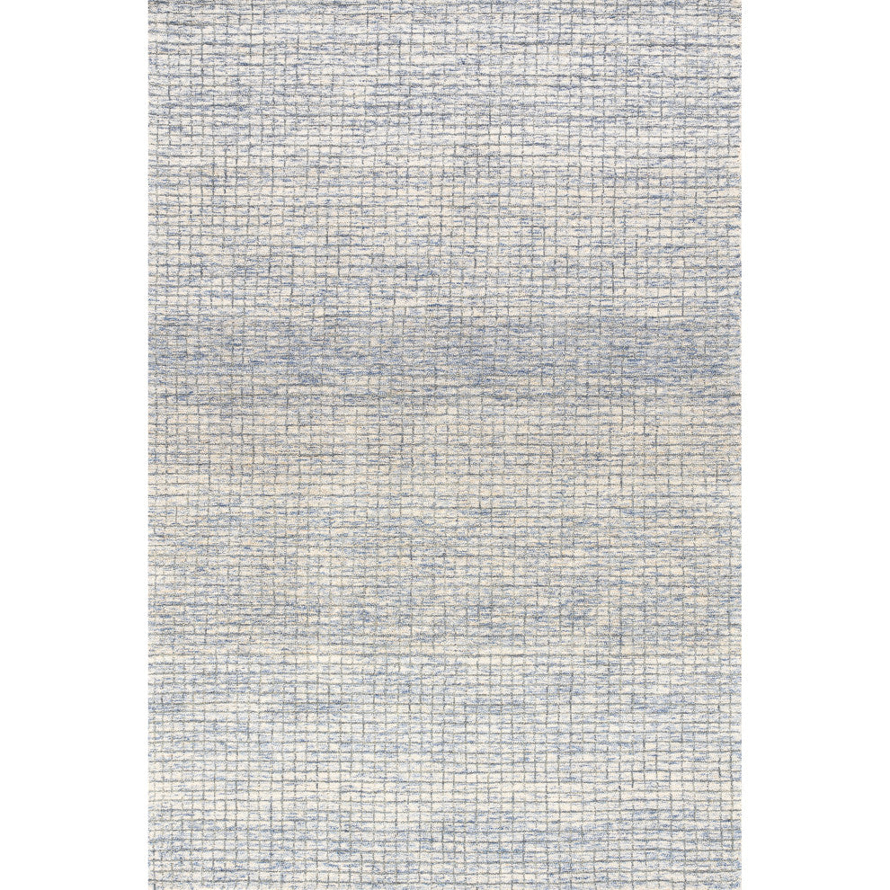 Melrose Checked Wool Area Rug, Light Blue & Grey 8' x 10'