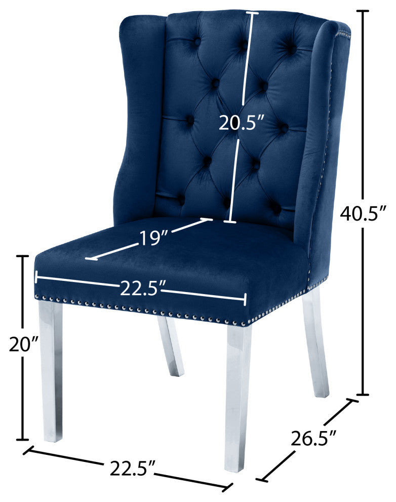 Suri Velvet Upholstered Dining Chair, Navy