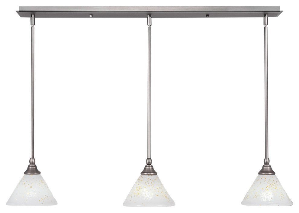 Stem 3-Light Pendalier with Hang Straight Swivel, Brushed Nickel/Gold Ice
