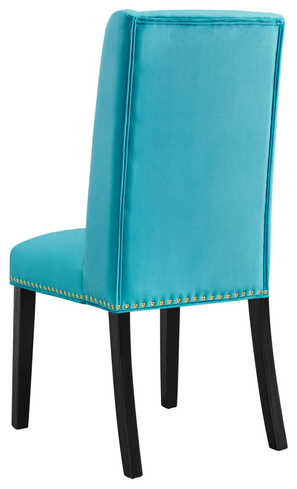 Dining Chair, Nailhead, Set of 2, Blue, Velvet, Modern, Cafe Bistro Hospitality