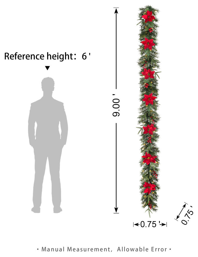 9' Pre-Lit Christmas Garland