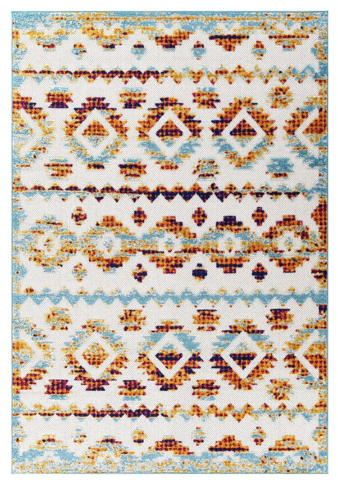 Contemporary Abstract Diamond Moroccan Trellis 5x8 Indoor and Outdoor Area Rug