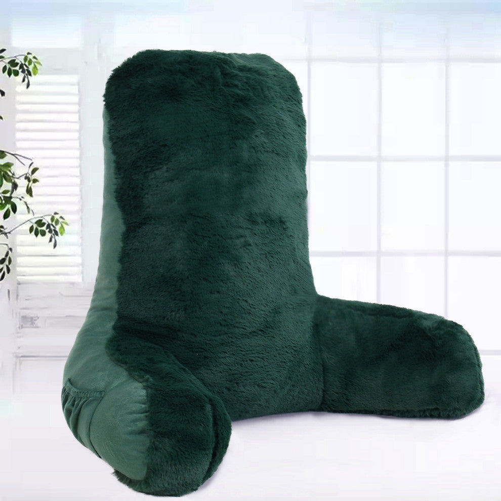 Faux Fur Bedrest Shell, Dark Green, 28"x30" X17"
