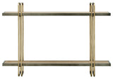 Danya B. Two-Tier Warm Gold and Washed Oak Brown Hanging Wall Mounted Shelf