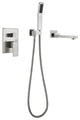 Wall Mounted Double Handle Roman Tub Faucet with Hand Shower, Brushed Nickel
