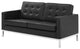 Tufted Armchair and Loveseat Sofa Set, Faux Leather, Silver Black, Modern