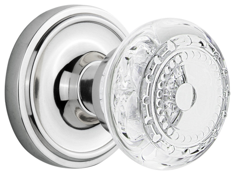 Classic Rosette Single Dummy Crystal Meadows Knob, Bright Chrome, CLACME