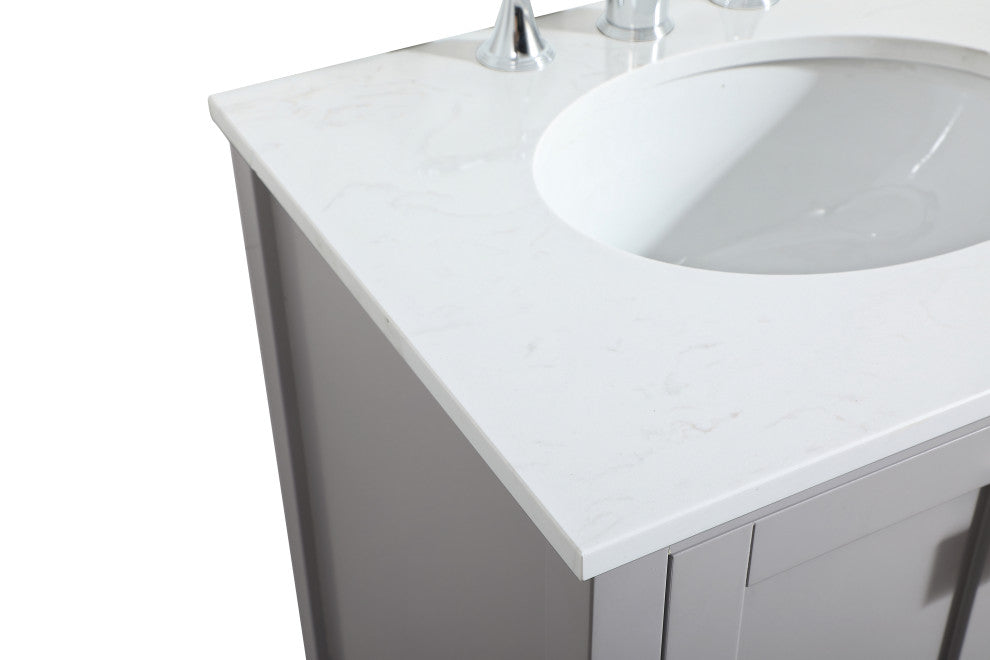 Isabel Single Bathroom Vanity, Gray, 24", Without Backsplash
