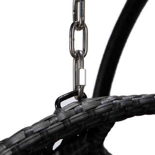 LeisureMod Mendoza Charcoal Wicker Hanging Double Egg Swing Chair, Red