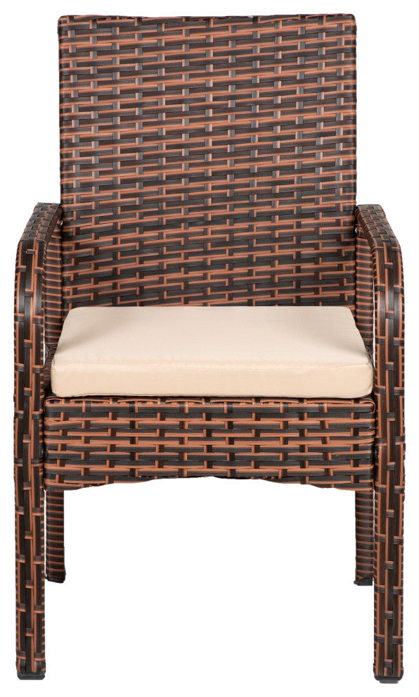 WestinTrends 4PC Outdoor Sofa Wicker Conversation Set Patio Furniture, Brown/Beige