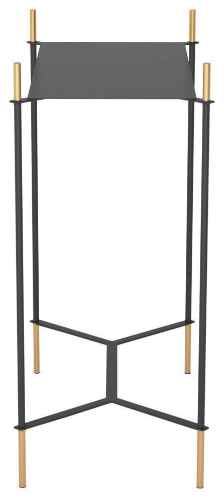 Sofa Side Table, Rectangular, Steel Metal, Black, Gold, Lounge Cafe Hospitality