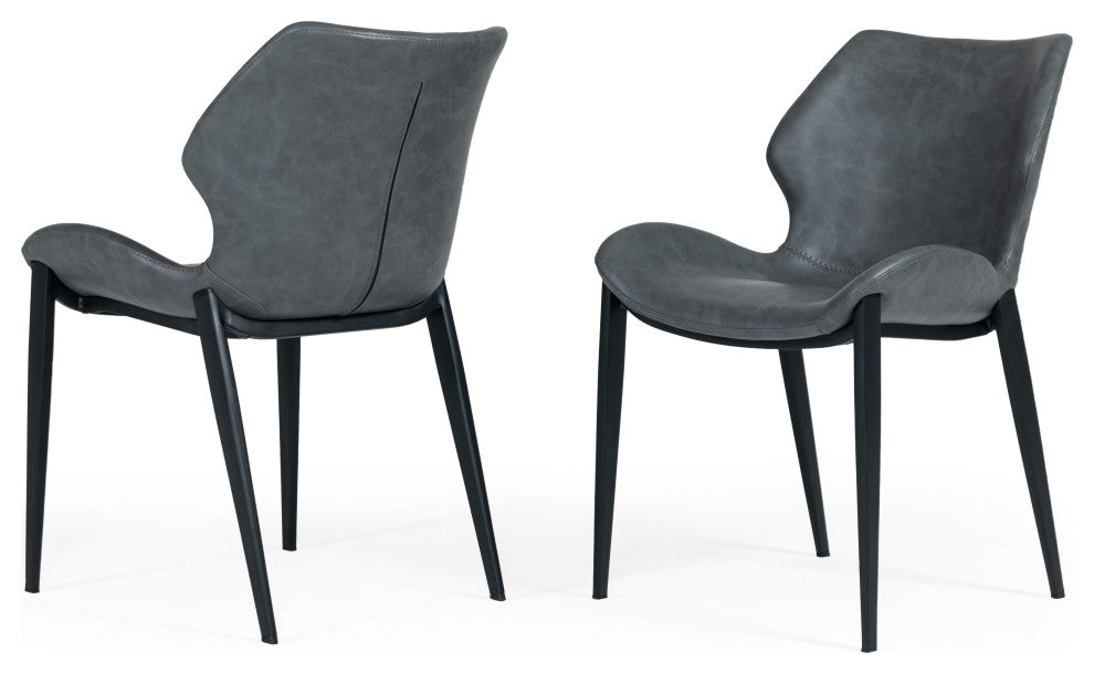 Modrest Instone Industrial Dark Gray Eco-Leather Dining Chair, Set of 2