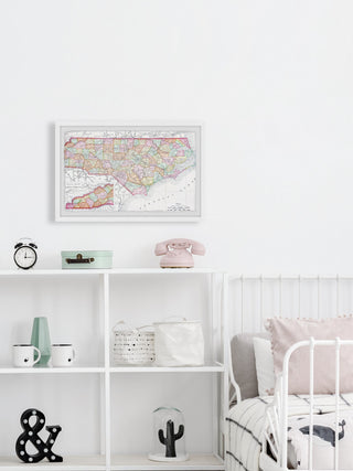 "Colored Map Ocean" Framed Painting Print, 36x24