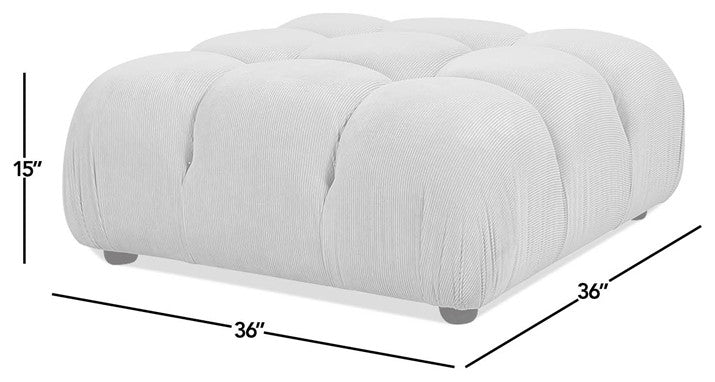 Marcel 36" Modular Tufted Square Cocktail Ottoman, Pebble Gray Corduroy